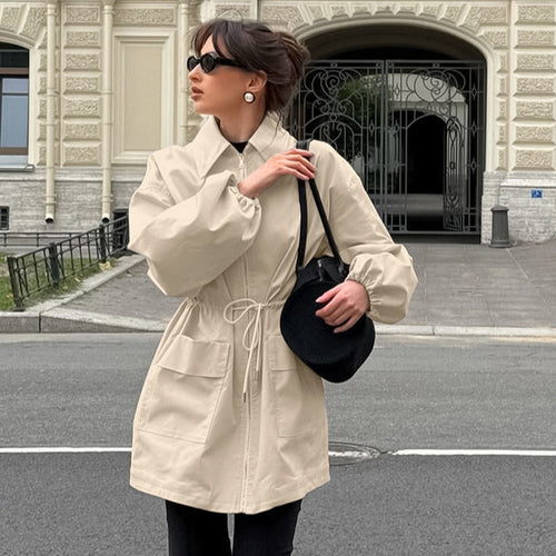 Transitional jacket for women with drawstring waist and oversized sleeves Lune London