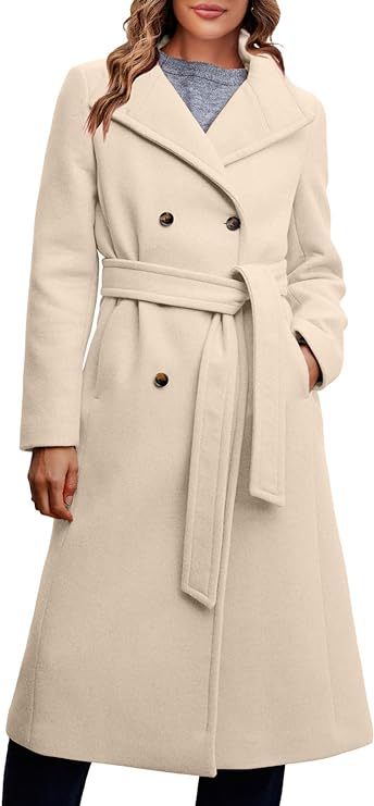 Ladies Elegant Double-Breasted Coat with Belt Detail Chic und Stil