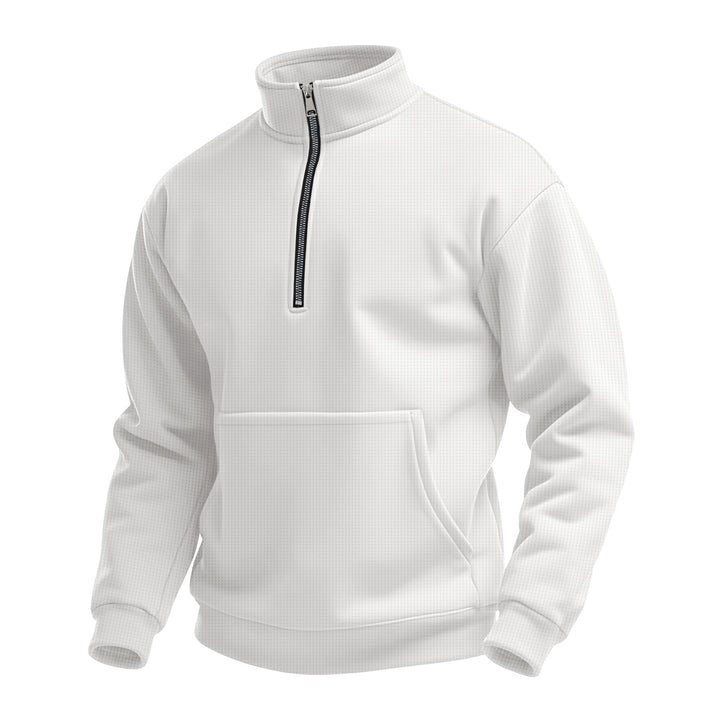 Fleece pullover for men with high collar and practical kangaroo pocket Lune London
