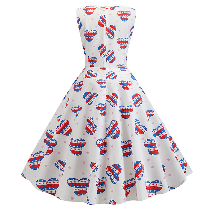 Robe swing rétro pour femmes avec motif joyeux et jupe tourbillonnante Chic & Stil