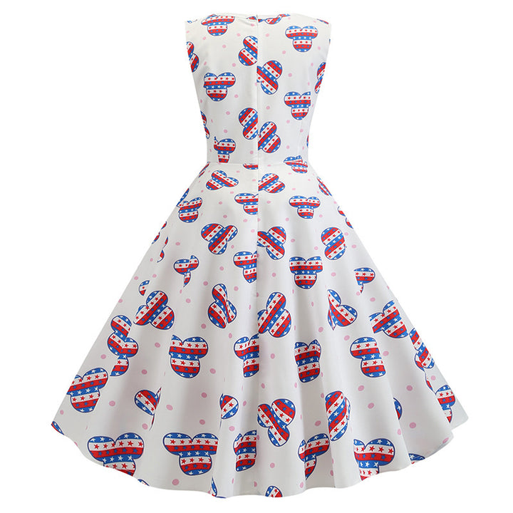 Robe swing rétro pour femmes avec motif joyeux et jupe tourbillonnante Chic & Stil