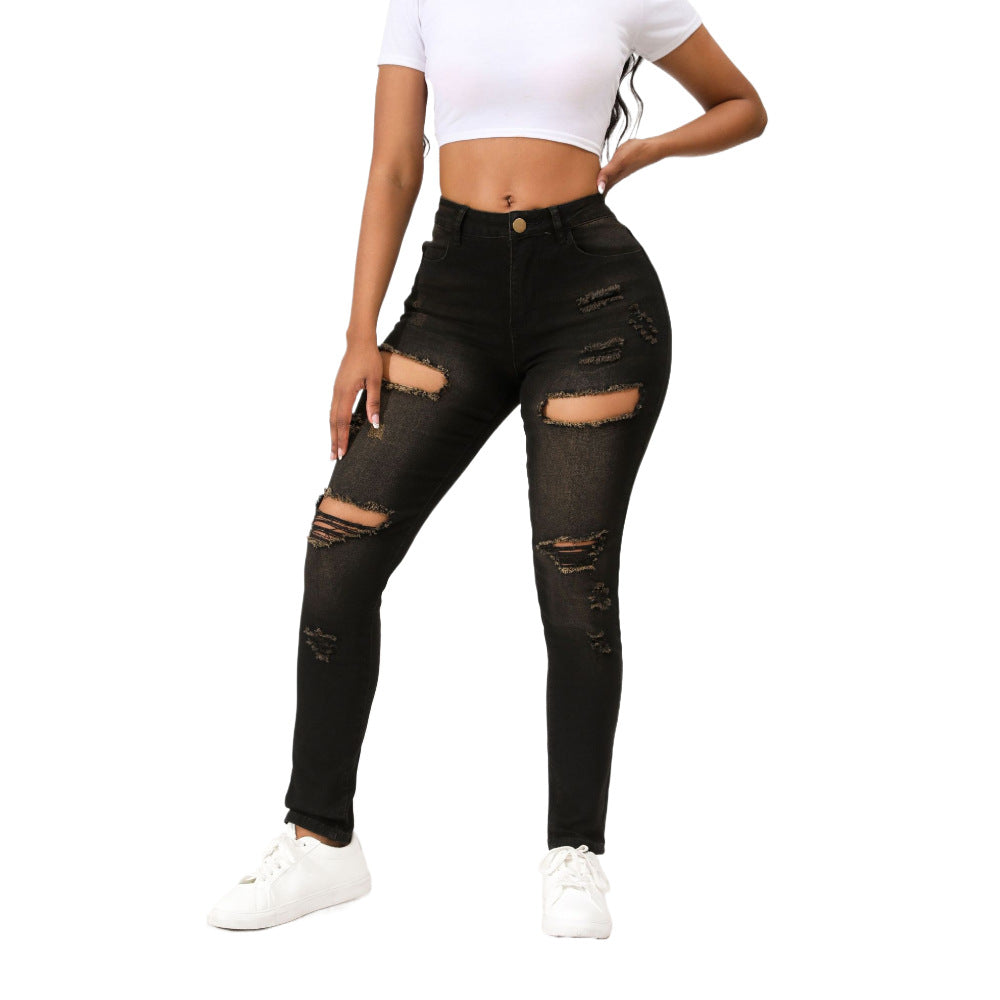 Skinny jeans for women with stylish distressed details Lune London