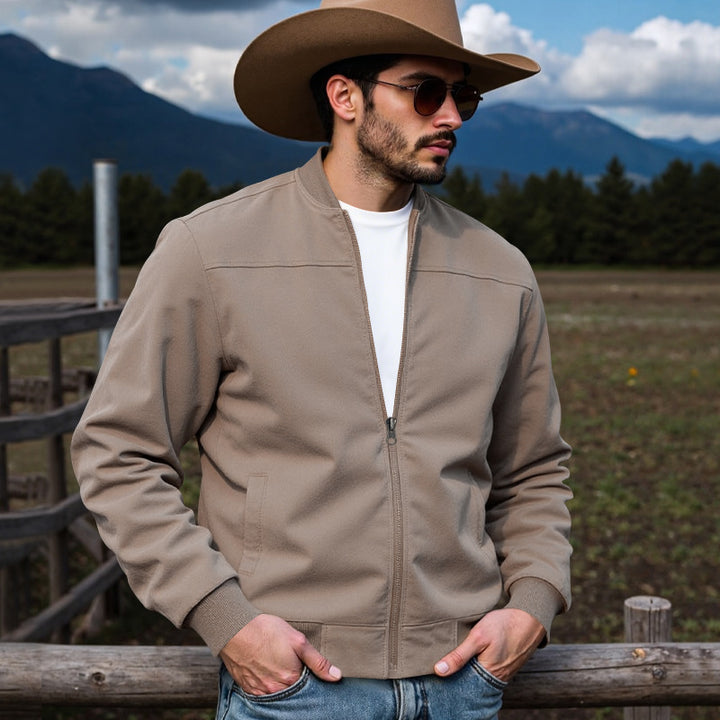 Men's bomber jacket with practical side pockets and contrasting cuffs Lune London