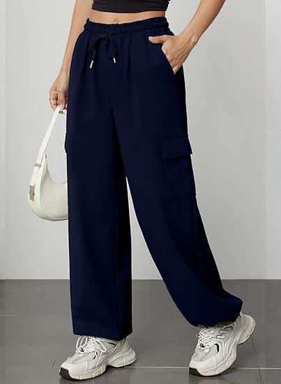 Wide cargo jogger pants for women with practical pockets Lune London