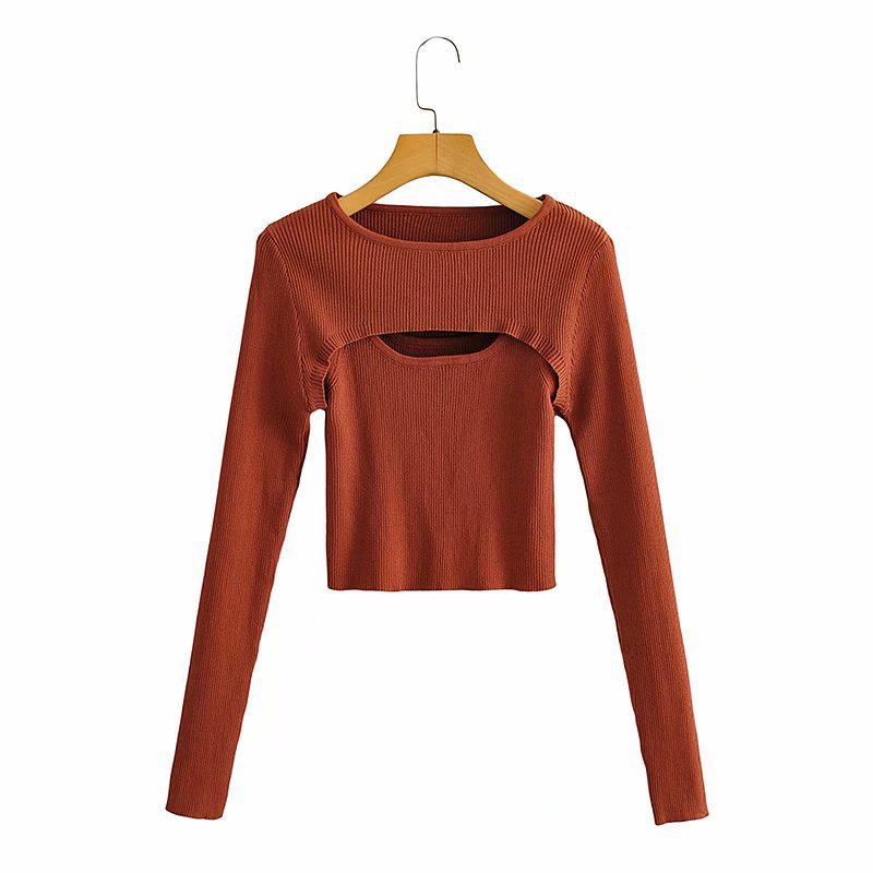 Crop Top à Manches Longues pour Femme avec Design Découpé Sophistiqué Chic & Stil