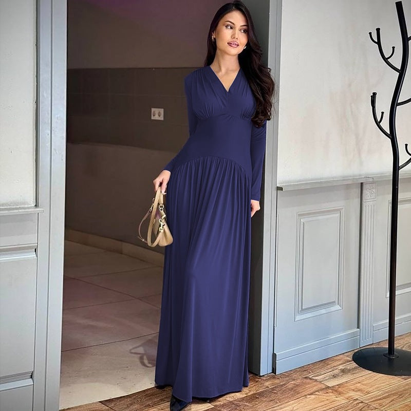 Elegant maxi dress for women with deep V-neckline and flowing cut Lune London