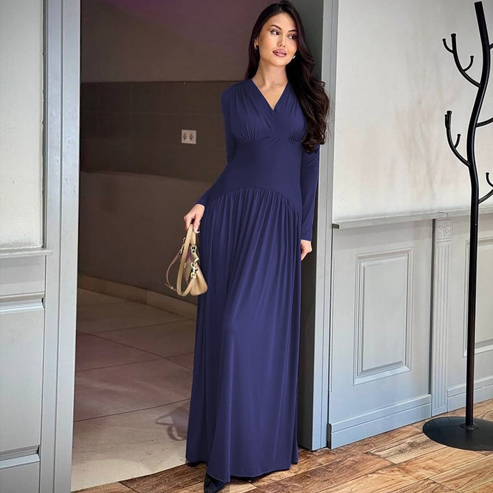 Elegant maxi dress for women with deep V-neckline and flowing cut Lune London