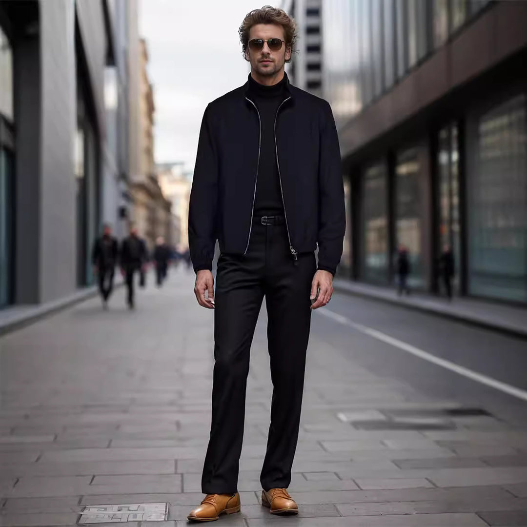 Aerial transition jacket for men with high collar and side pockets Lune London