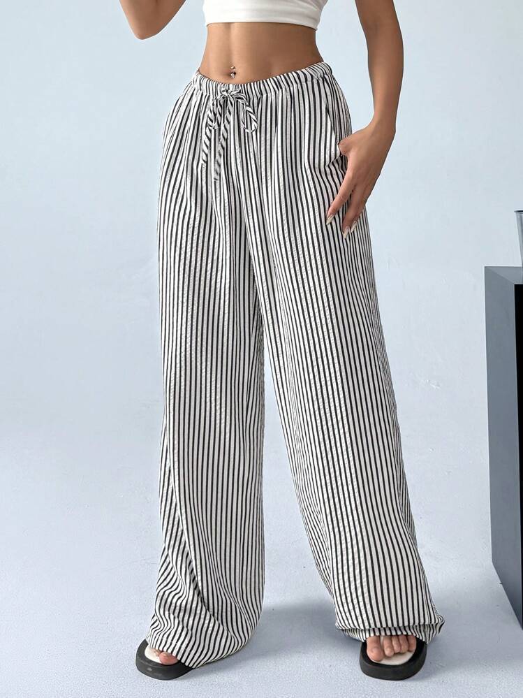 Striped casual pants for women with a loose fit and an elastic waistband Lune London