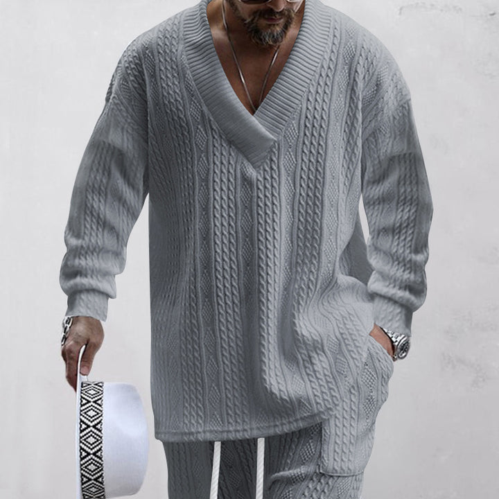 Men's knit sweater with V-neck from Lune London