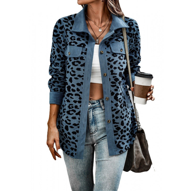Long sleeve shirt for women with animal print and patch pockets Lune London