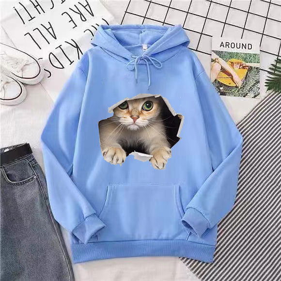 Women's hoodie with unique cat design Chic & Stil
