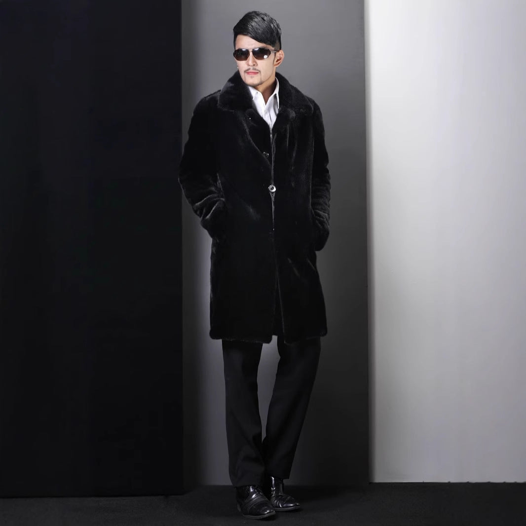 Elegant faux fur coat for men with deep collar Lune London