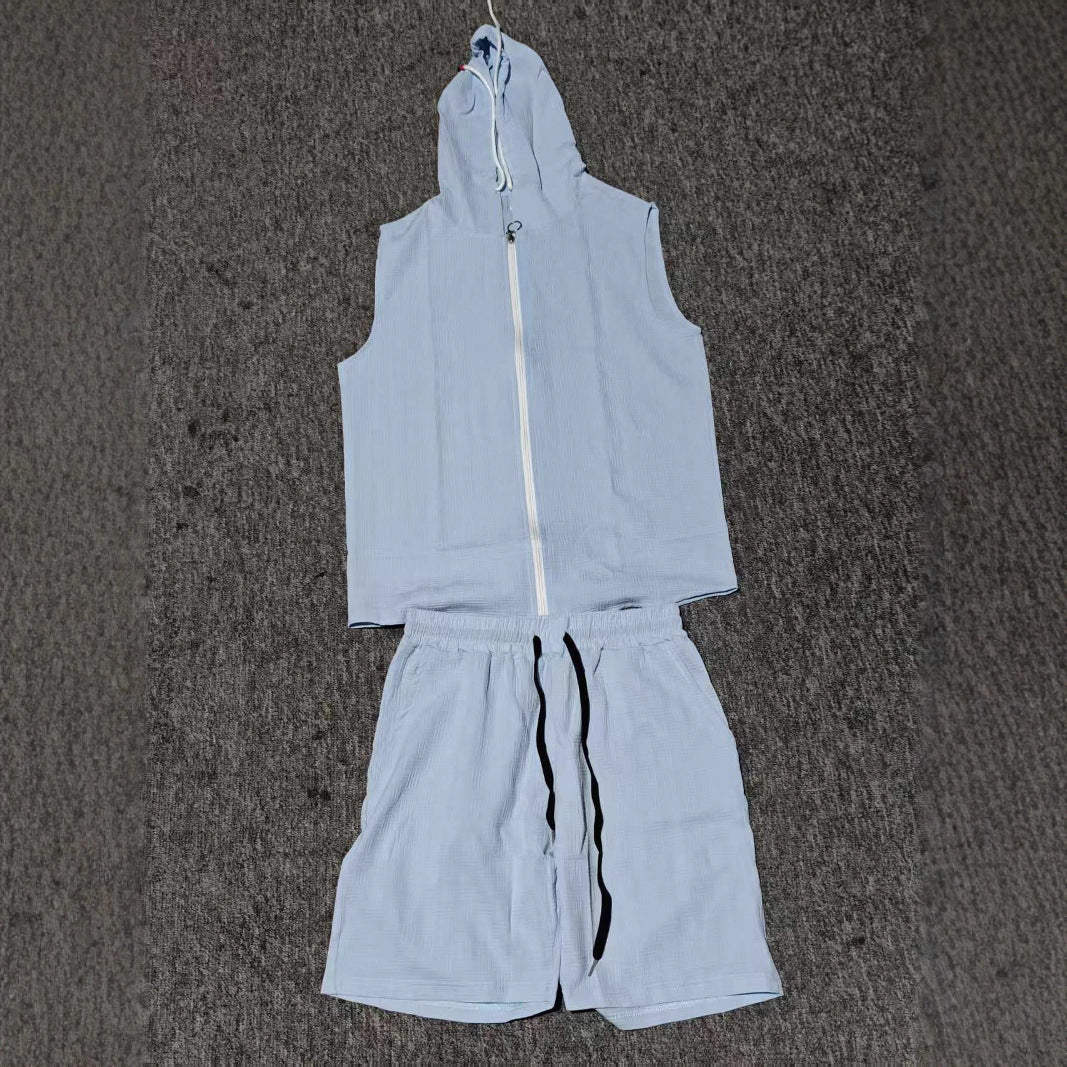 Men's sleeveless zip-up hoodie and shorts set Lune London