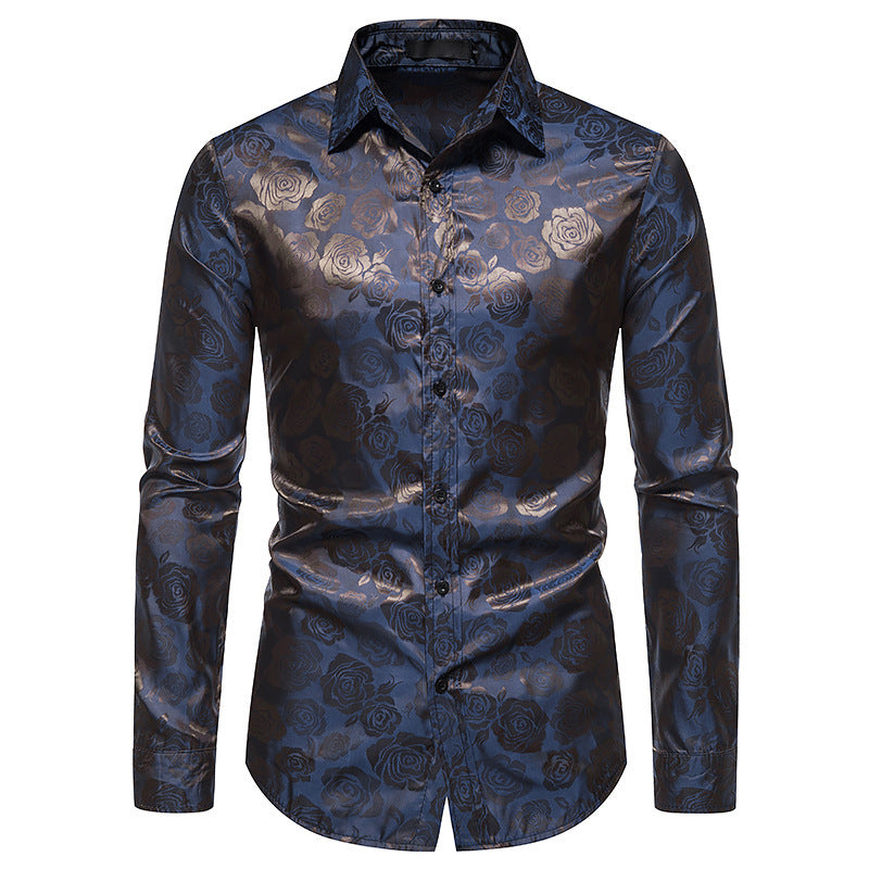 Shirt for men with floral patterns and an elegant shine Lune London