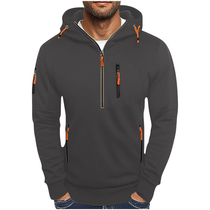 Functional hooded jacket for men with innovative 1/2 zip Lune London