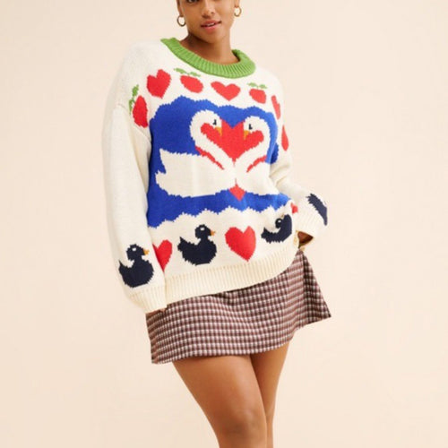 Knitted sweater for women with animal print and colorful accents Lune London