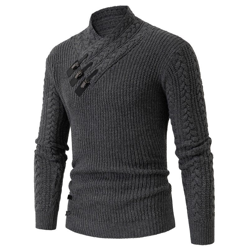 Men's knit sweater with elegant shawl collar and braids pattern Lune London