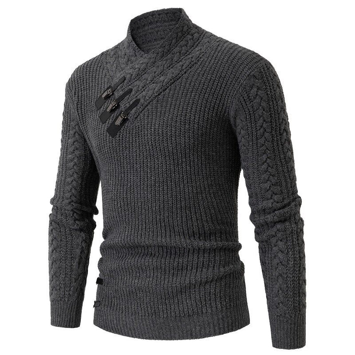 Men's knit sweater with elegant shawl collar and braids pattern Lune London