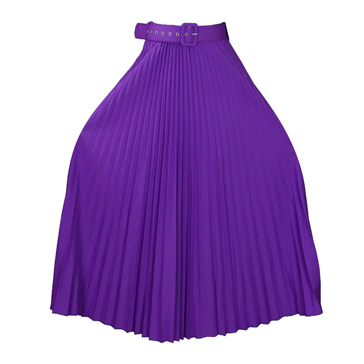 Women's Pleated Midi Skirt with Elegant Waist Fit and Removable Belt Lune London