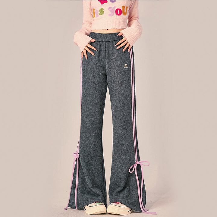Women's loose-fitting leisure pants with decorative tie bands Chic & Stil