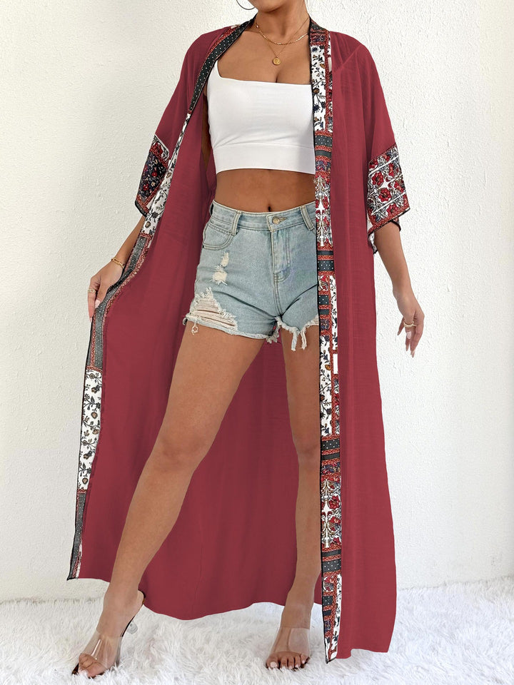 Women Bohemian Kimono Vest with Chic Floral Pattern