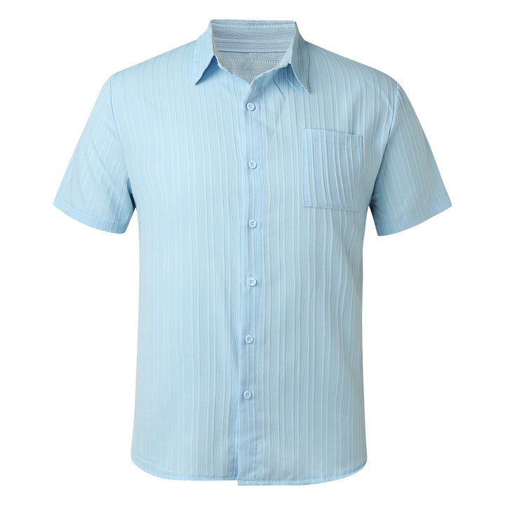 Short sleeve shirt for men with fine stripes and chest pocket Lune London