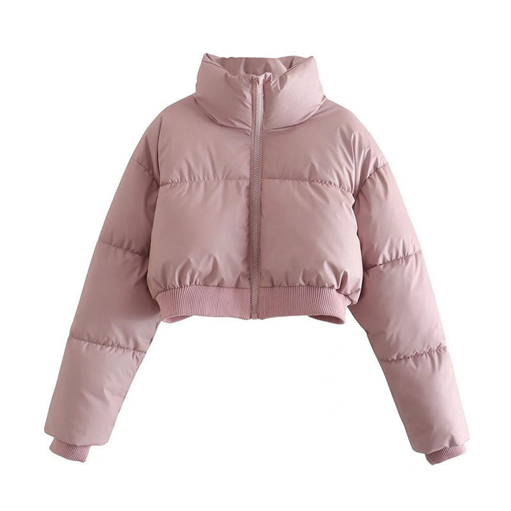 Ladies cropped down jacket with high collar and elastic waist Lune London