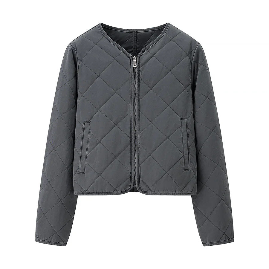 Quilted transition jacket for women with practical pockets and stylish stand-up collar Lune London