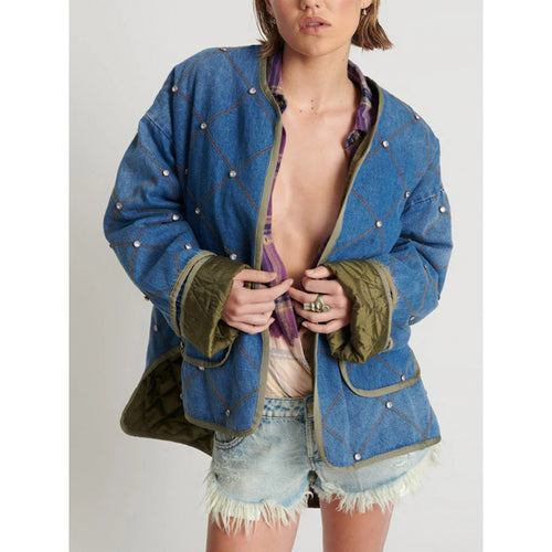 Women's denim jacket with diamond stitching Lune London