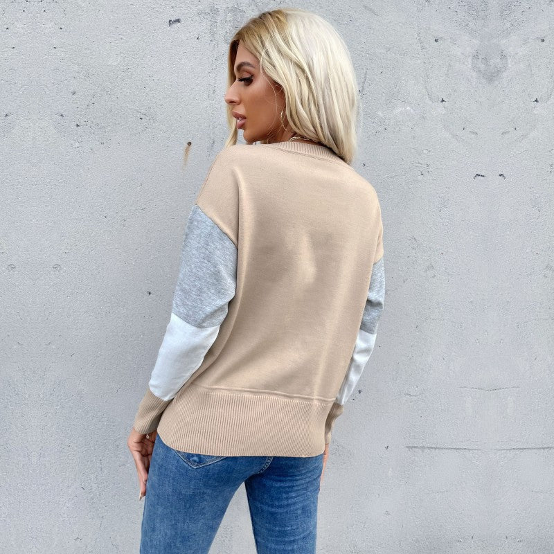 Lune London geometric color block design casual sweater for women