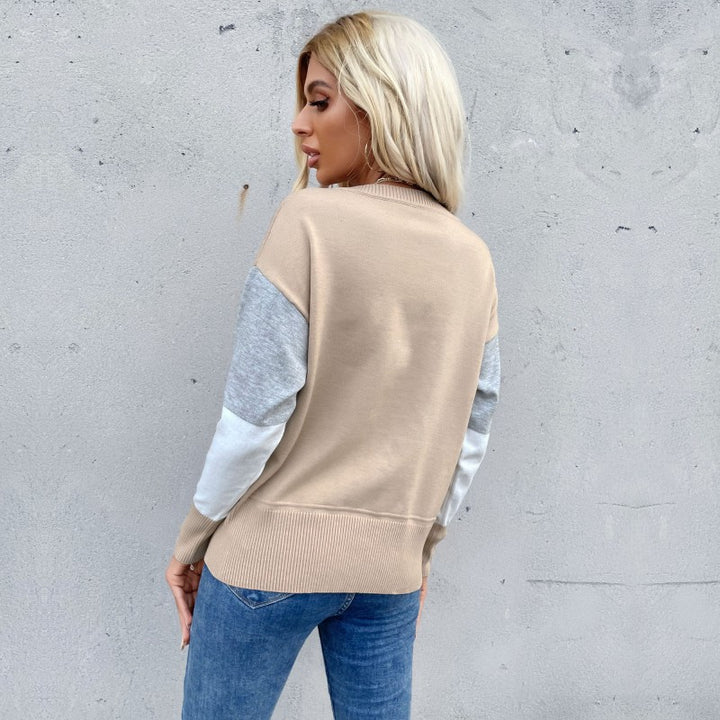 Lune London geometric color block design casual sweater for women