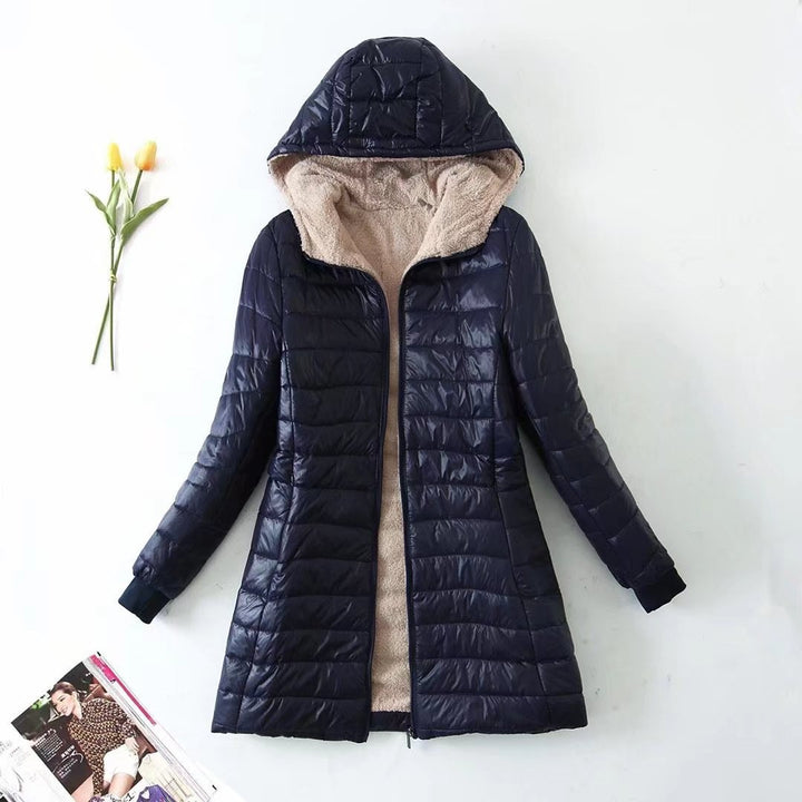Quilted winter coat for women with hood and soft inner lining Lune London