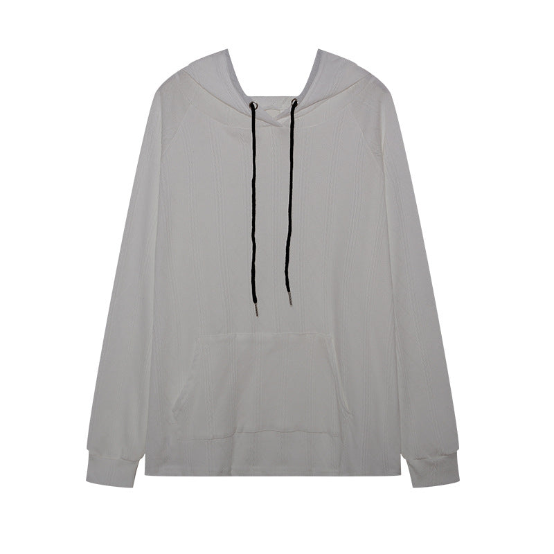 Ladies casual hoodie with textured design and kangaroo pocket Lune London