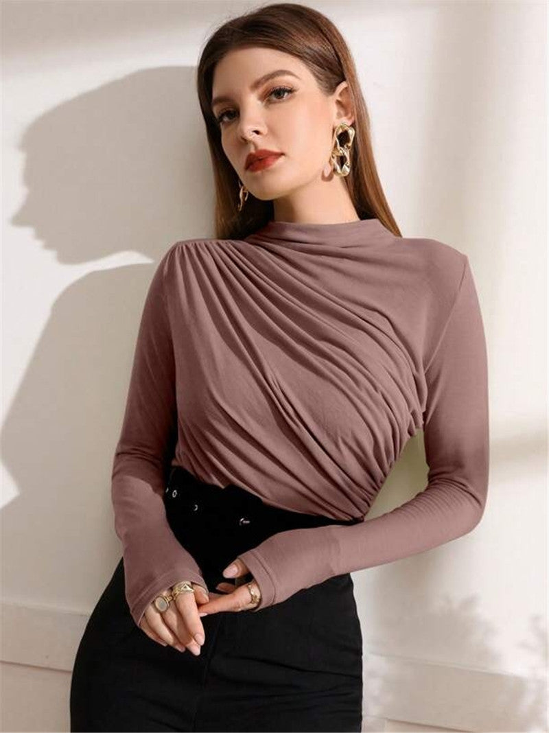 Long sleeve T-shirt for women with an elegant wrap design Lune London