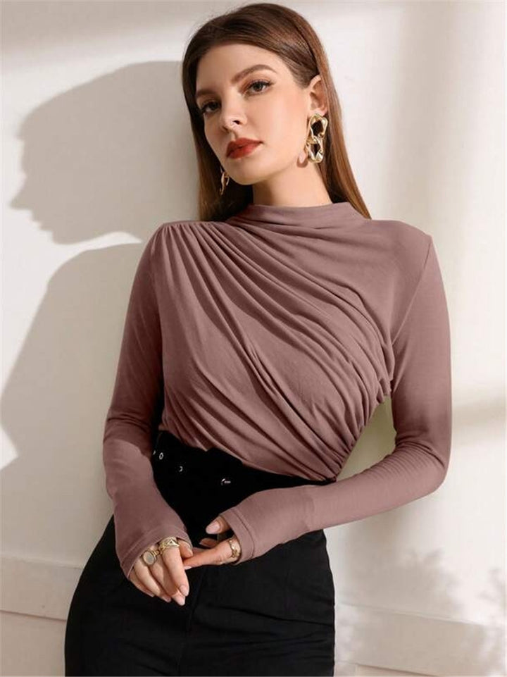 Long sleeve T-shirt for women with an elegant wrap design Lune London