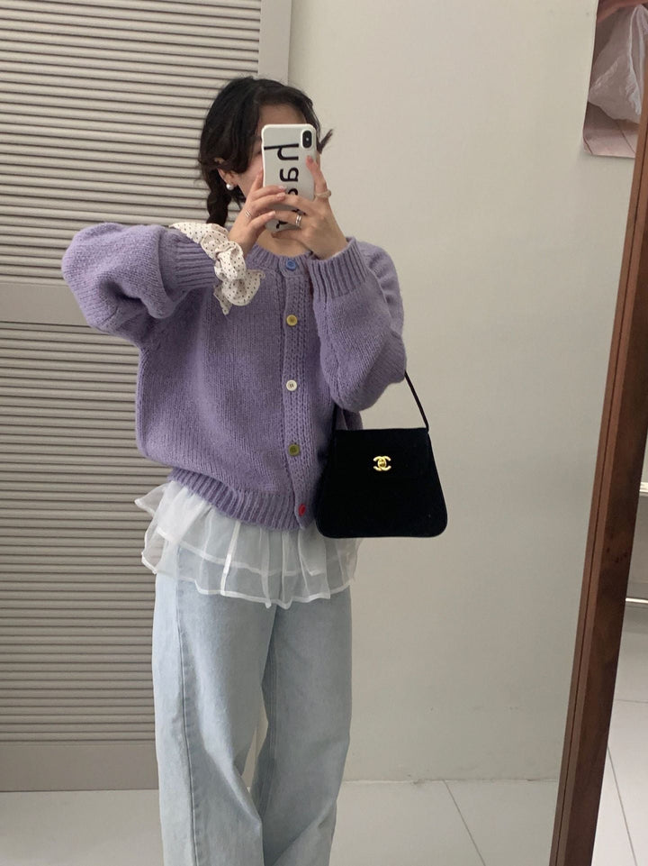 Women's Cozy Pullover with Colorful Buttons and Casual Cut Lune London