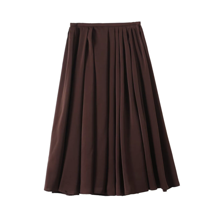 Pleated maxi skirt for women with elastic waistband and fluid cut Lune London