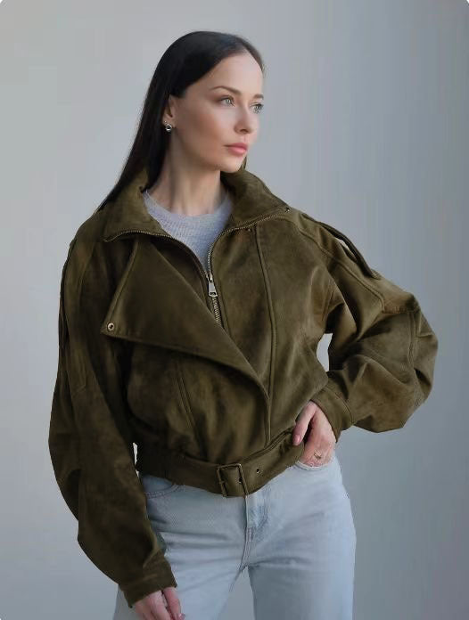 Suede jacket for women with a loose fit and fitted design Lune London