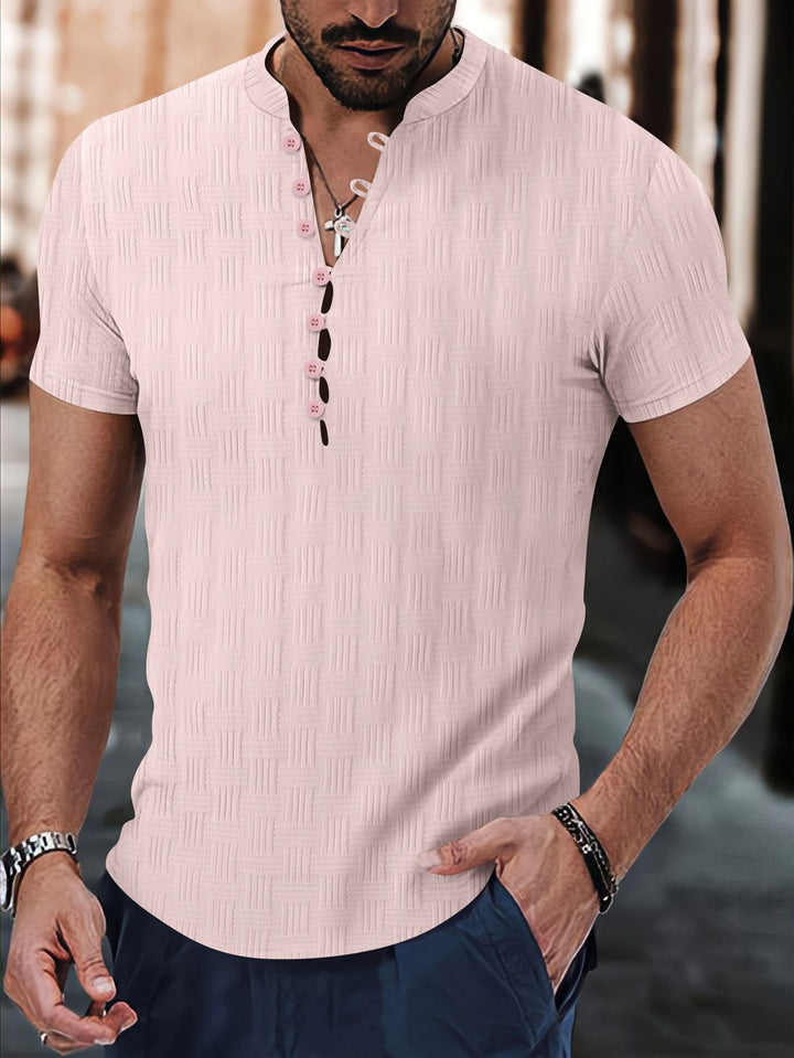 Short-sleeve structured shirt for men with modern button details Lune London
