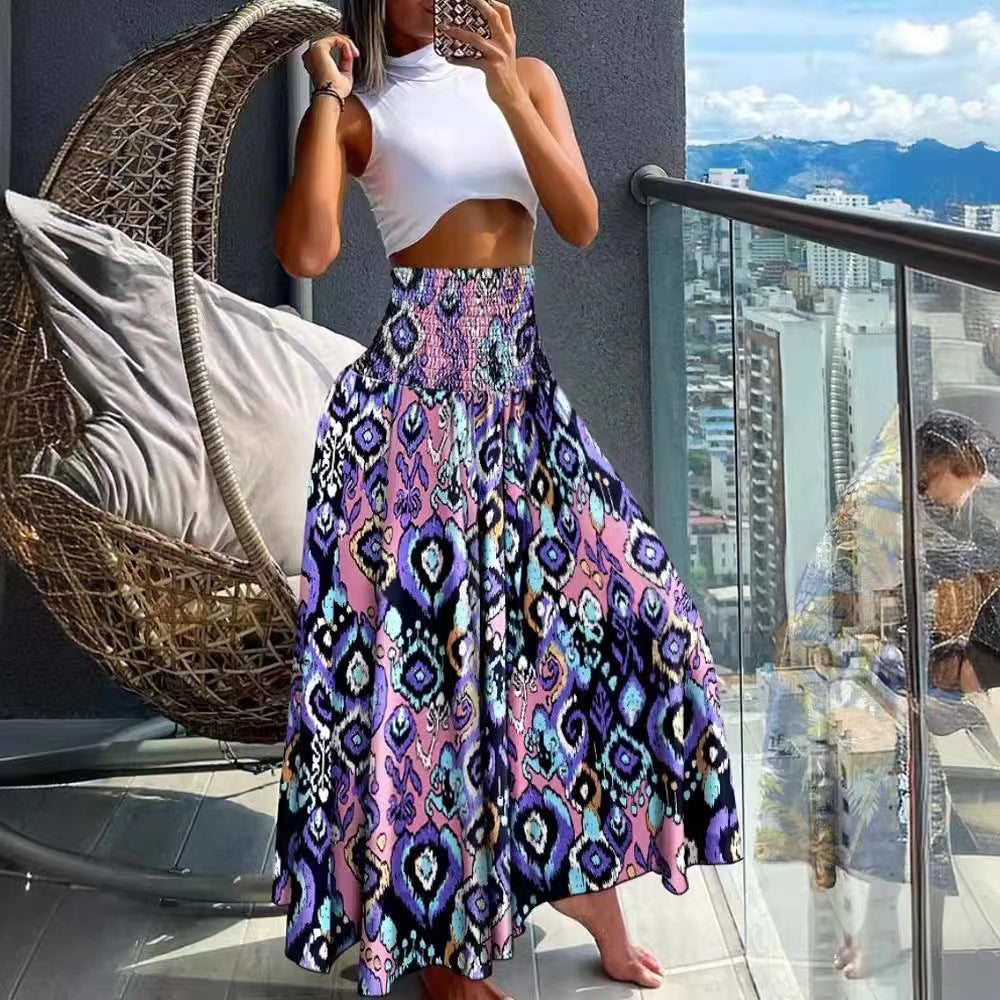 Maxi skirt with tropical print for women Lune London