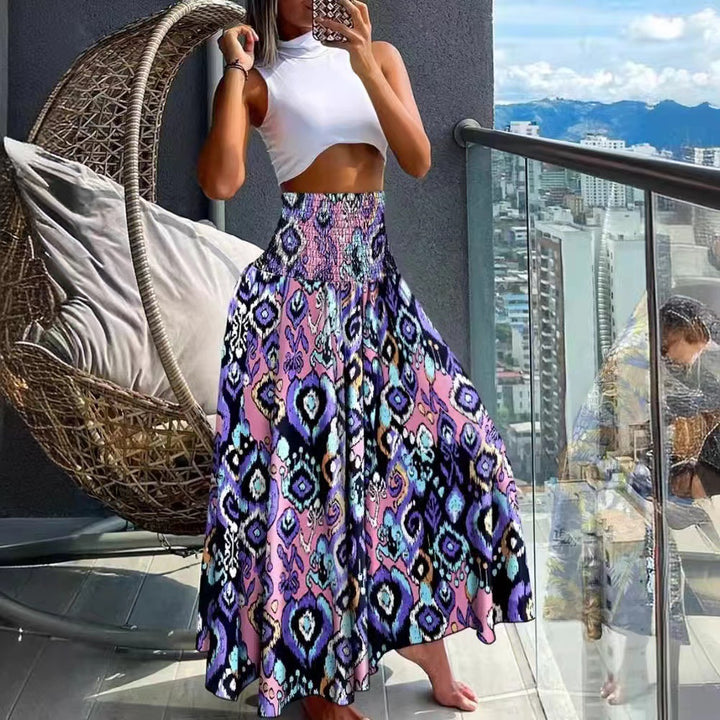 Maxi skirt with tropical print for women Lune London