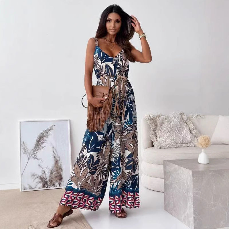 Ladies Bohemian Wide Leg Jumpsuit Lune London