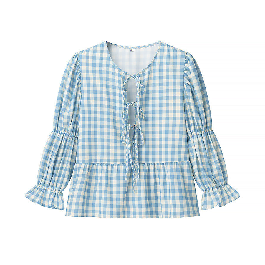 Blouses à carreaux pour femmes avec détails en volants Chic & Stil