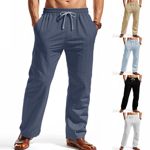 Casual pants for men with elastic waistband and stylish striped look Lune London