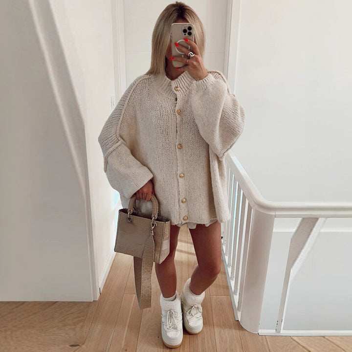 Knit jacket for women with an oversized fit and elegant button details Lune London
