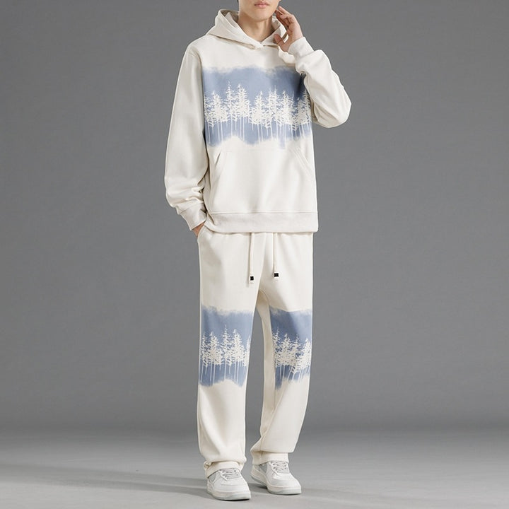 Casual lounge set for men with a relaxed fit and creative tree print Lune London