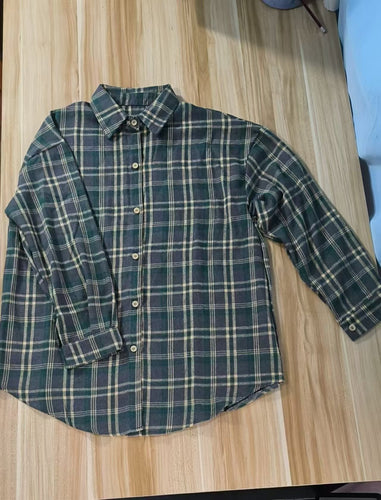 Plaid cotton blouse for women with button-down collar and long sleeves Lune London