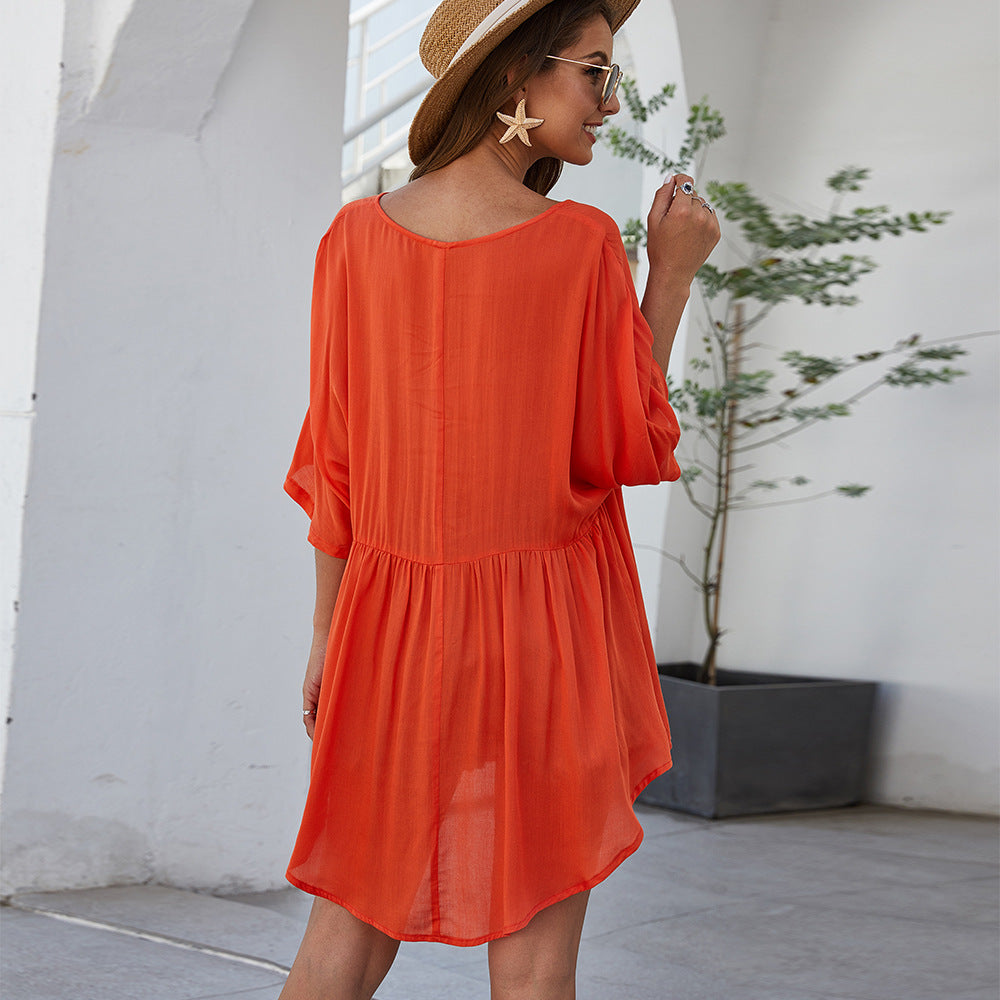 Casual kaftan dress for women with V-neck and 3/4 sleeves Lune London