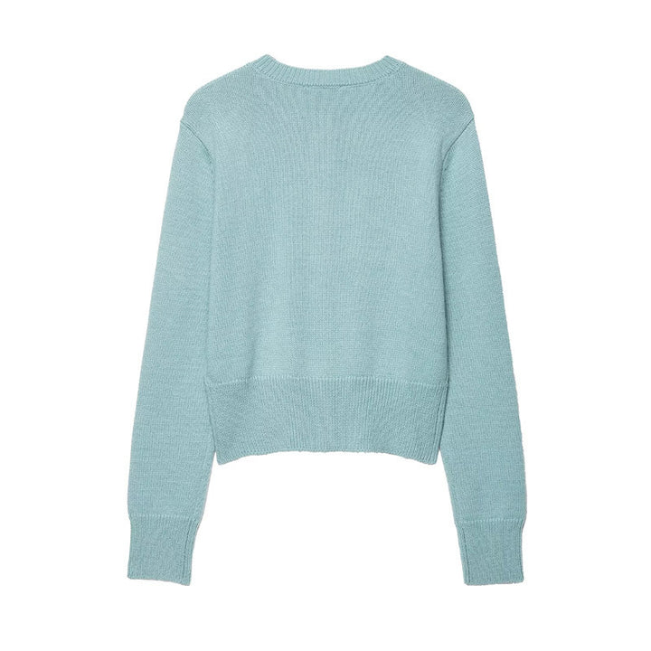 Lightweight knit jacket for women with button placket and classic round collar Lune London